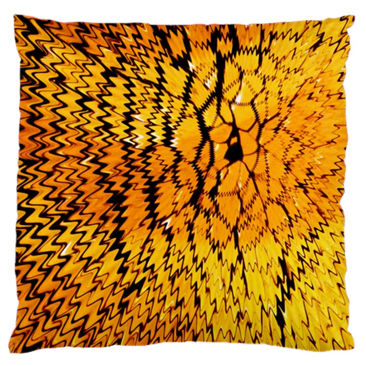 Yellow Chevron Zigzag Pattern Large Flano Cushion Case (Two Sides)