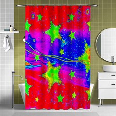 Red Background With A Stars Shower Curtain 48  X 72  (small)  by Amaryn4rt