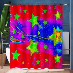 Red Background With A Stars Shower Curtain 60  X 72  (medium)  by Amaryn4rt