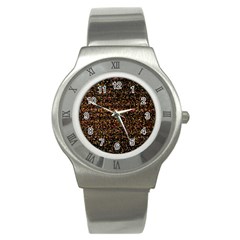 Colorful And Glowing Pixelated Pattern Stainless Steel Watch by Amaryn4rt