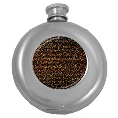 Colorful And Glowing Pixelated Pattern Round Hip Flask (5 Oz) by Amaryn4rt