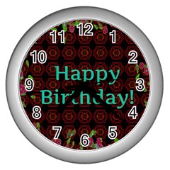 Happy Birthday To You! Wall Clocks (silver)  by Amaryn4rt