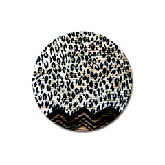 Tiger Background Fabric Animal Motifs Magnet 3  (round) by Amaryn4rt