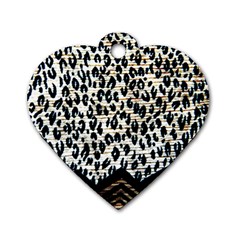 Tiger Background Fabric Animal Motifs Dog Tag Heart (two Sides) by Amaryn4rt