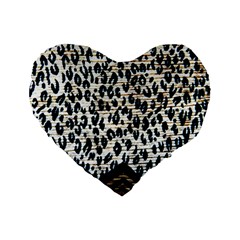 Tiger Background Fabric Animal Motifs Standard 16  Premium Flano Heart Shape Cushions by Amaryn4rt