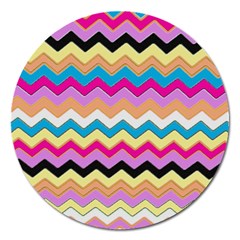 Chevrons Pattern Art Background Magnet 5  (round) by Amaryn4rt