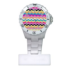 Chevrons Pattern Art Background Plastic Nurses Watch by Amaryn4rt