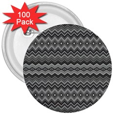 Greyscale Zig Zag 3  Buttons (100 Pack)  by Amaryn4rt