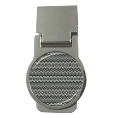 Greyscale Zig Zag Money Clips (round) 