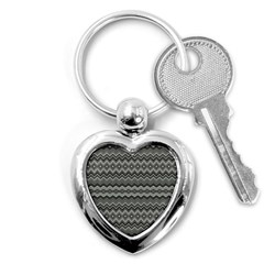 Greyscale Zig Zag Key Chains (heart)  by Amaryn4rt