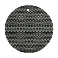 Greyscale Zig Zag Round Ornament (two Sides) by Amaryn4rt