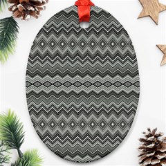 Greyscale Zig Zag Oval Ornament (two Sides) by Amaryn4rt