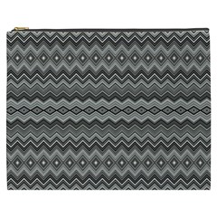 Greyscale Zig Zag Cosmetic Bag (xxxl)  by Amaryn4rt