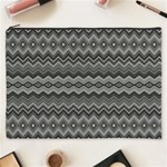 Greyscale Zig Zag Cosmetic Bag (XXXL)  Front