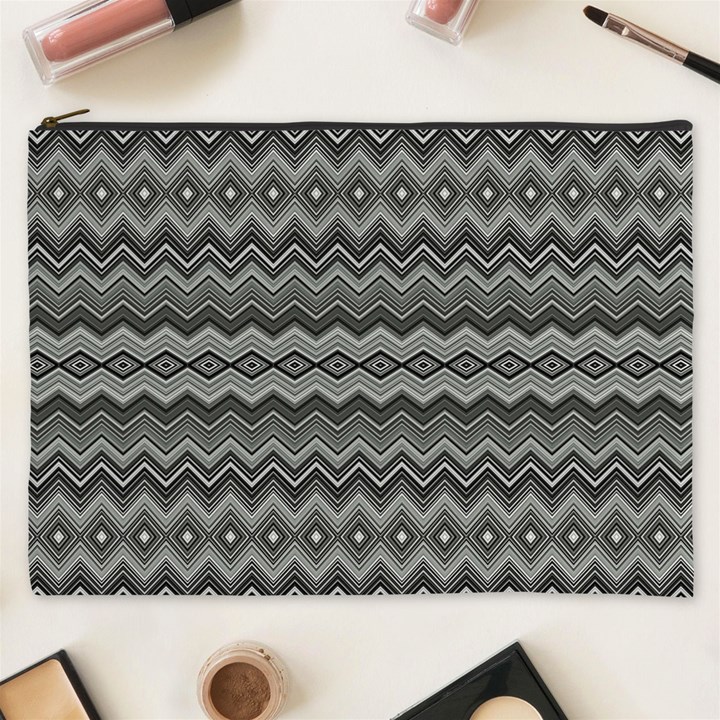 Greyscale Zig Zag Cosmetic Bag (XXXL) 