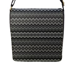 Greyscale Zig Zag Flap Messenger Bag (l)  by Amaryn4rt