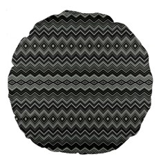 Greyscale Zig Zag Large 18  Premium Flano Round Cushions by Amaryn4rt