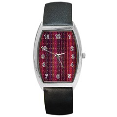 Colorful And Glowing Pixelated Pixel Pattern Barrel Style Metal Watch by Amaryn4rt