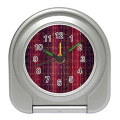 Colorful And Glowing Pixelated Pixel Pattern Travel Alarm Clocks by Amaryn4rt