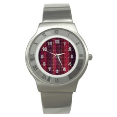 Colorful And Glowing Pixelated Pixel Pattern Stainless Steel Watch by Amaryn4rt