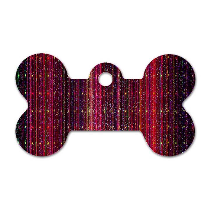 Colorful And Glowing Pixelated Pixel Pattern Dog Tag Bone (Two Sides)