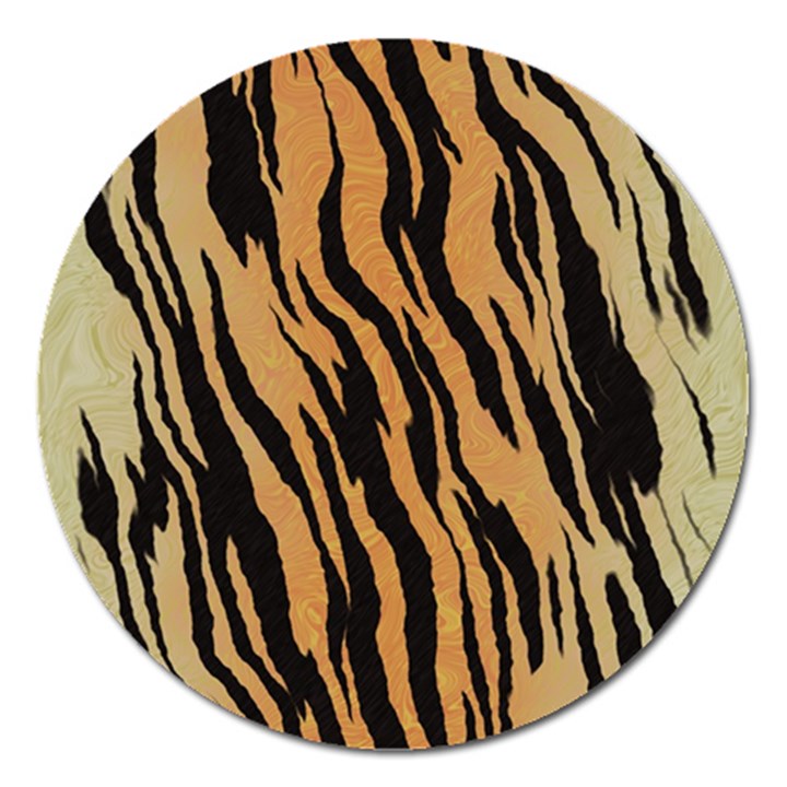 Tiger Animal Print A Completely Seamless Tile Able Background Design Pattern Magnet 5  (Round)