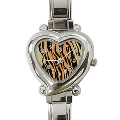 Tiger Animal Print A Completely Seamless Tile Able Background Design Pattern Heart Italian Charm Watch by Amaryn4rt