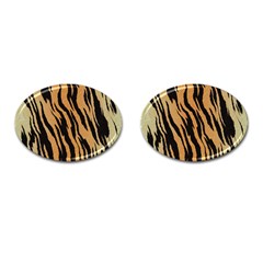 Tiger Animal Print A Completely Seamless Tile Able Background Design Pattern Cufflinks (oval) by Amaryn4rt