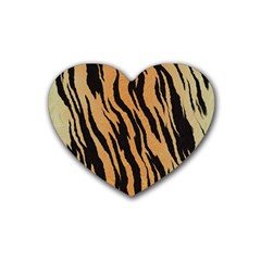 Tiger Animal Print A Completely Seamless Tile Able Background Design Pattern Rubber Coaster (heart)  by Amaryn4rt