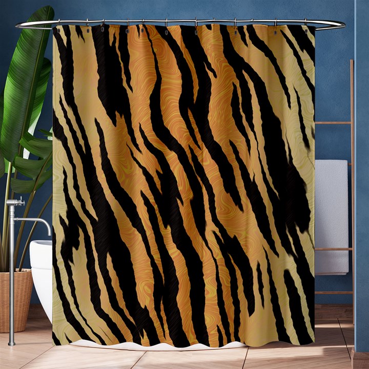 Tiger Animal Print A Completely Seamless Tile Able Background Design Pattern Shower Curtain 60  x 72  (Medium) 