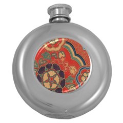 Vintage Chinese Brocade Round Hip Flask (5 Oz) by Amaryn4rt