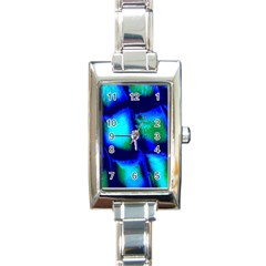 Blue Scales Pattern Background Rectangle Italian Charm Watch by Amaryn4rt