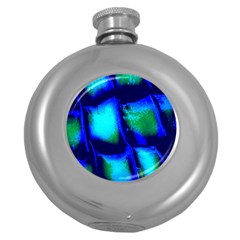 Blue Scales Pattern Background Round Hip Flask (5 Oz) by Amaryn4rt