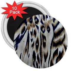 Tiger Background Fabric Animal Motifs 3  Magnets (10 Pack)  by Amaryn4rt