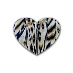 Tiger Background Fabric Animal Motifs Heart Coaster (4 Pack)  by Amaryn4rt