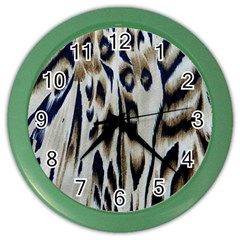 Tiger Background Fabric Animal Motifs Color Wall Clocks by Amaryn4rt