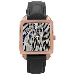 Tiger Background Fabric Animal Motifs Rose Gold Leather Watch  by Amaryn4rt