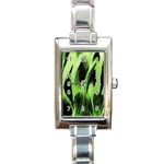 Green Tiger Background Fabric Animal Motifs Rectangle Italian Charm Watch Front