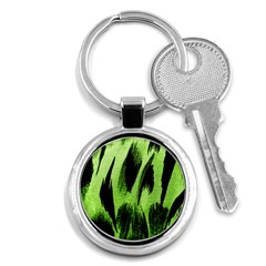 Green Tiger Background Fabric Animal Motifs Key Chains (round)  by Amaryn4rt