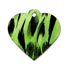 Green Tiger Background Fabric Animal Motifs Dog Tag Heart (one Side) by Amaryn4rt