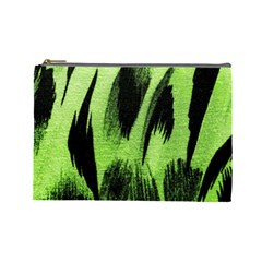 Green Tiger Background Fabric Animal Motifs Cosmetic Bag (large)  by Amaryn4rt