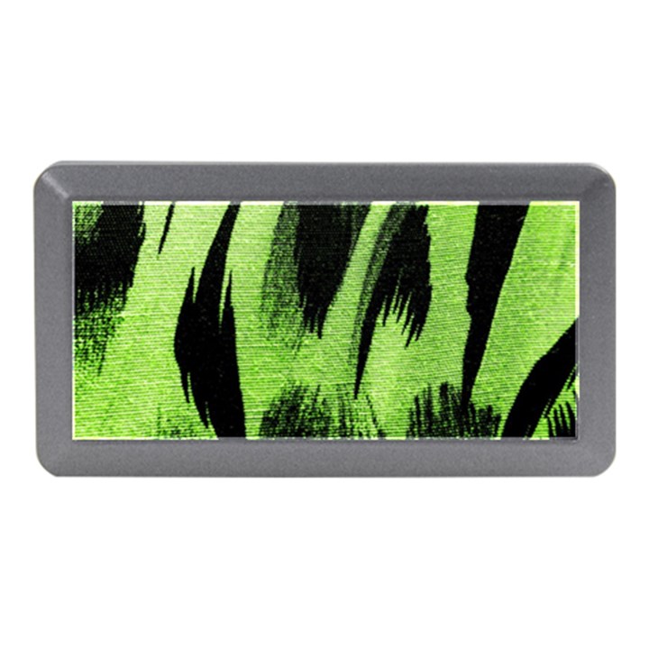 Green Tiger Background Fabric Animal Motifs Memory Card Reader (Mini)