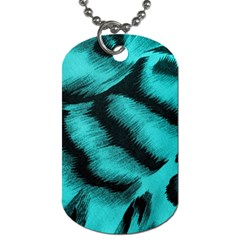 Blue Background Fabric Tiger  Animal Motifs Dog Tag (two Sides) by Amaryn4rt