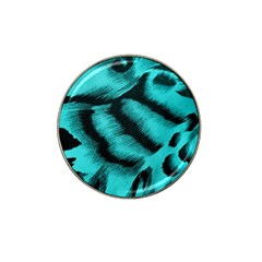 Blue Background Fabric Tiger  Animal Motifs Hat Clip Ball Marker by Amaryn4rt