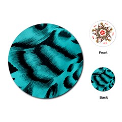 Blue Background Fabric Tiger  Animal Motifs Playing Cards (round)  by Amaryn4rt