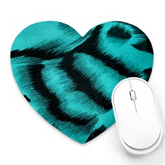 Blue Background Fabric Tiger  Animal Motifs Heart Mousepads by Amaryn4rt