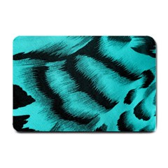 Blue Background Fabric Tiger  Animal Motifs Small Doormat  by Amaryn4rt