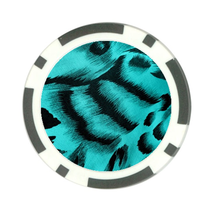 Blue Background Fabric tiger  Animal Motifs Poker Chip Card Guard (10 pack)