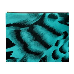 Blue Background Fabric Tiger  Animal Motifs Cosmetic Bag (xl) by Amaryn4rt