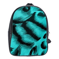 Blue Background Fabric Tiger  Animal Motifs School Bags(large)  by Amaryn4rt